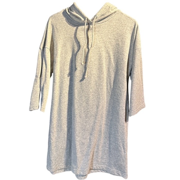 H&M grey fleece hooded sweatshirt dress - Picture 2 of 4